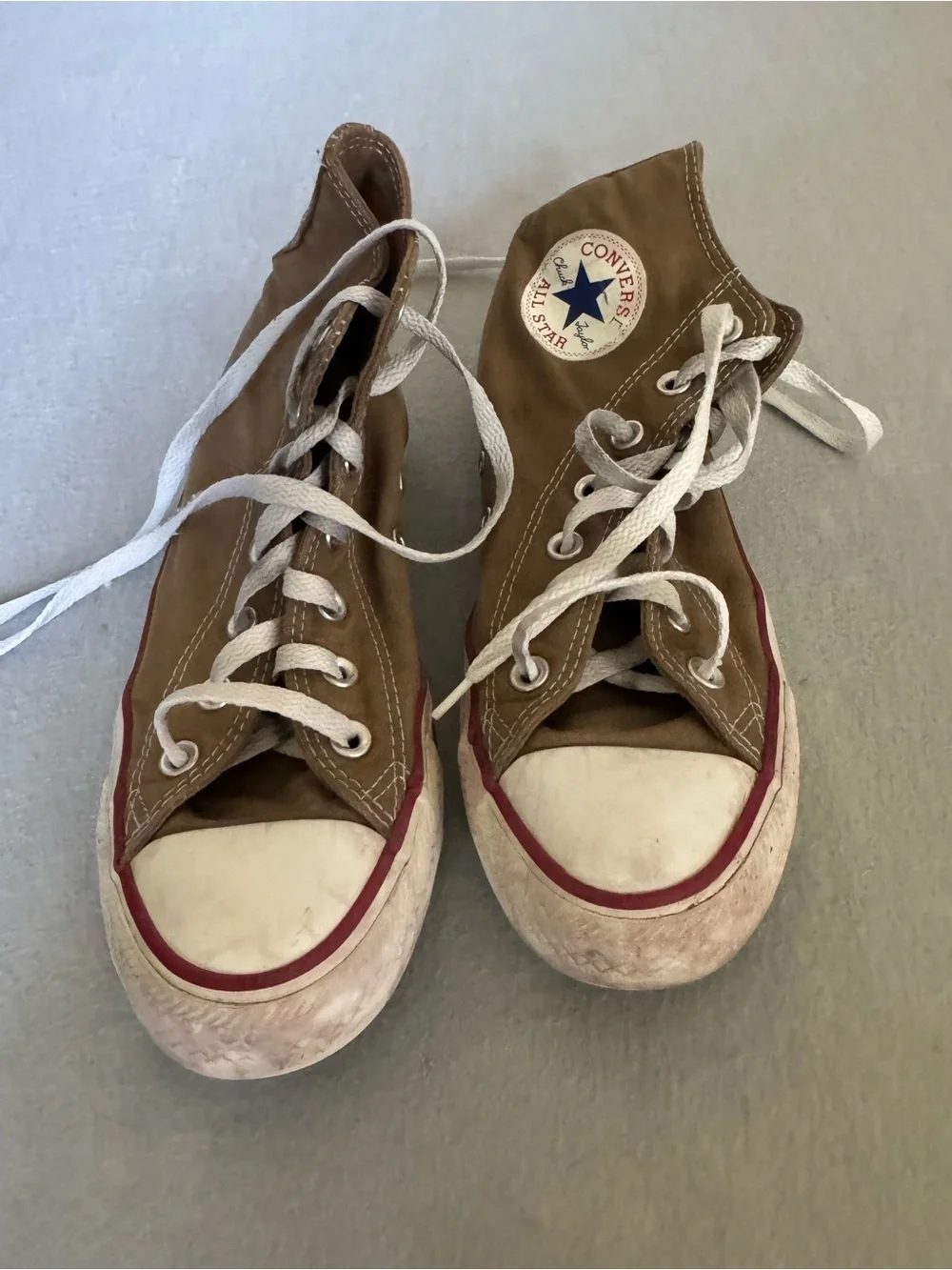 Converse Brown High-Top Sneakers with White Toe Cap